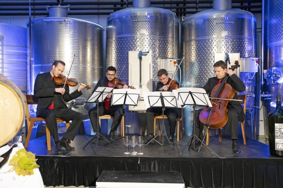 Streichensemble spielt bei der Weintaufe