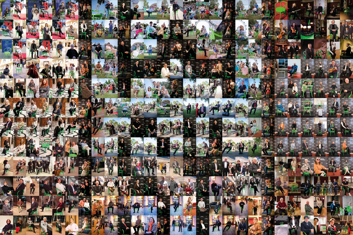 Collage aus Publikums- und Künstlerfotos