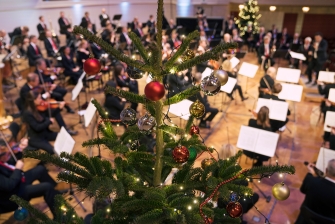 Weihnachtsbaum auf der Bühne im Wiener Konzerthaus