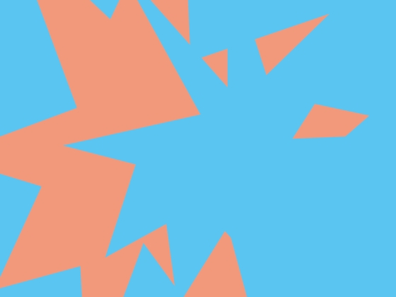 Grafik mit orangenem und blauem Stern